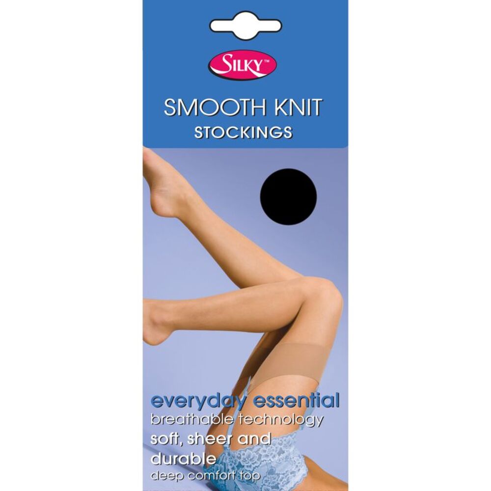 Silky Womens/Ladies Smooth Knit Stockings (1 Pairs) / Black